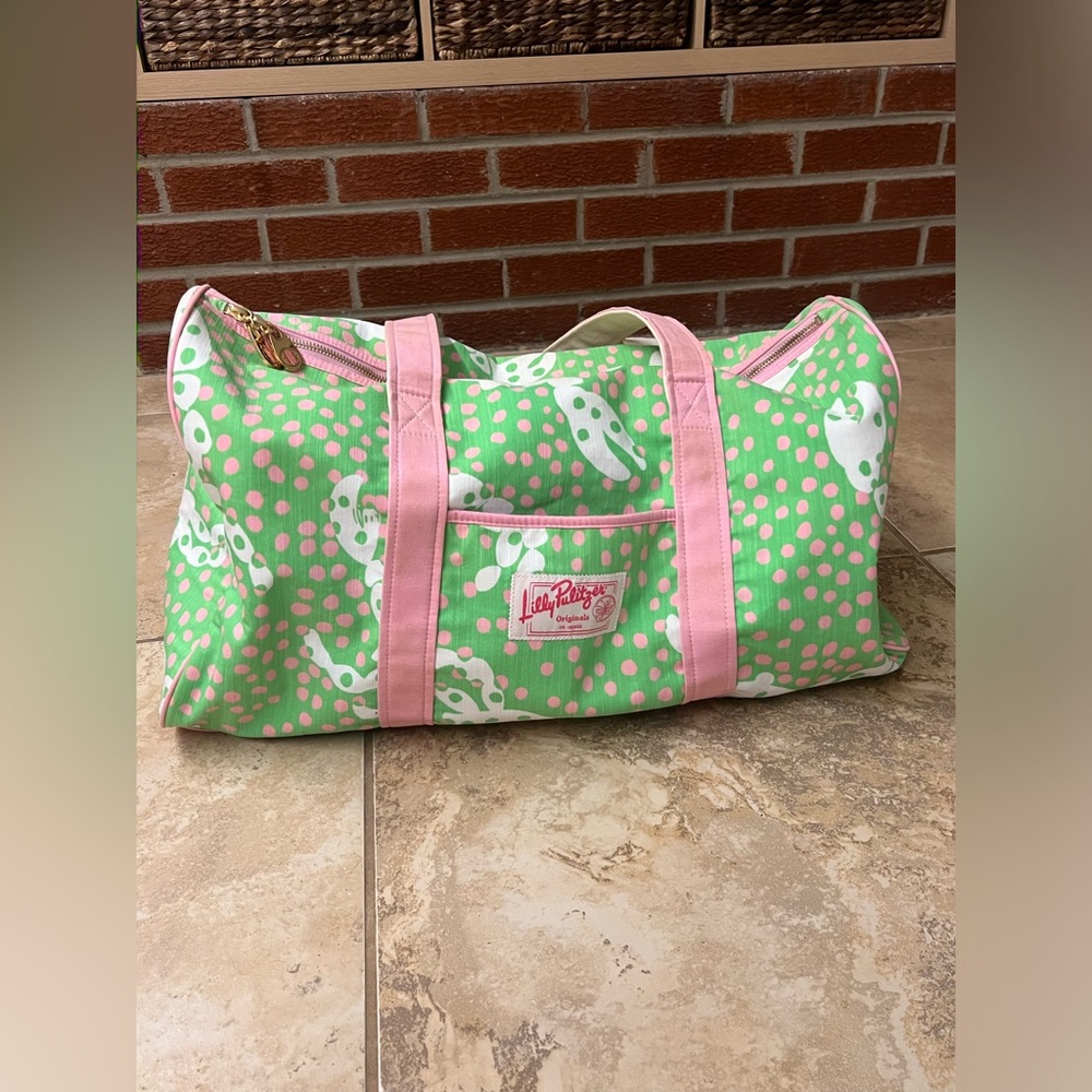 Lily Pulitzer vintage rare crab polkadot overnight duffel/ gym  bag